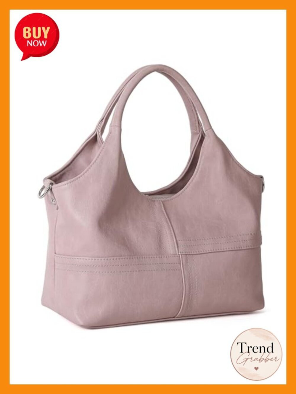 Vegan Leather Tote Hobo Bag with Detachable Satchel Strap